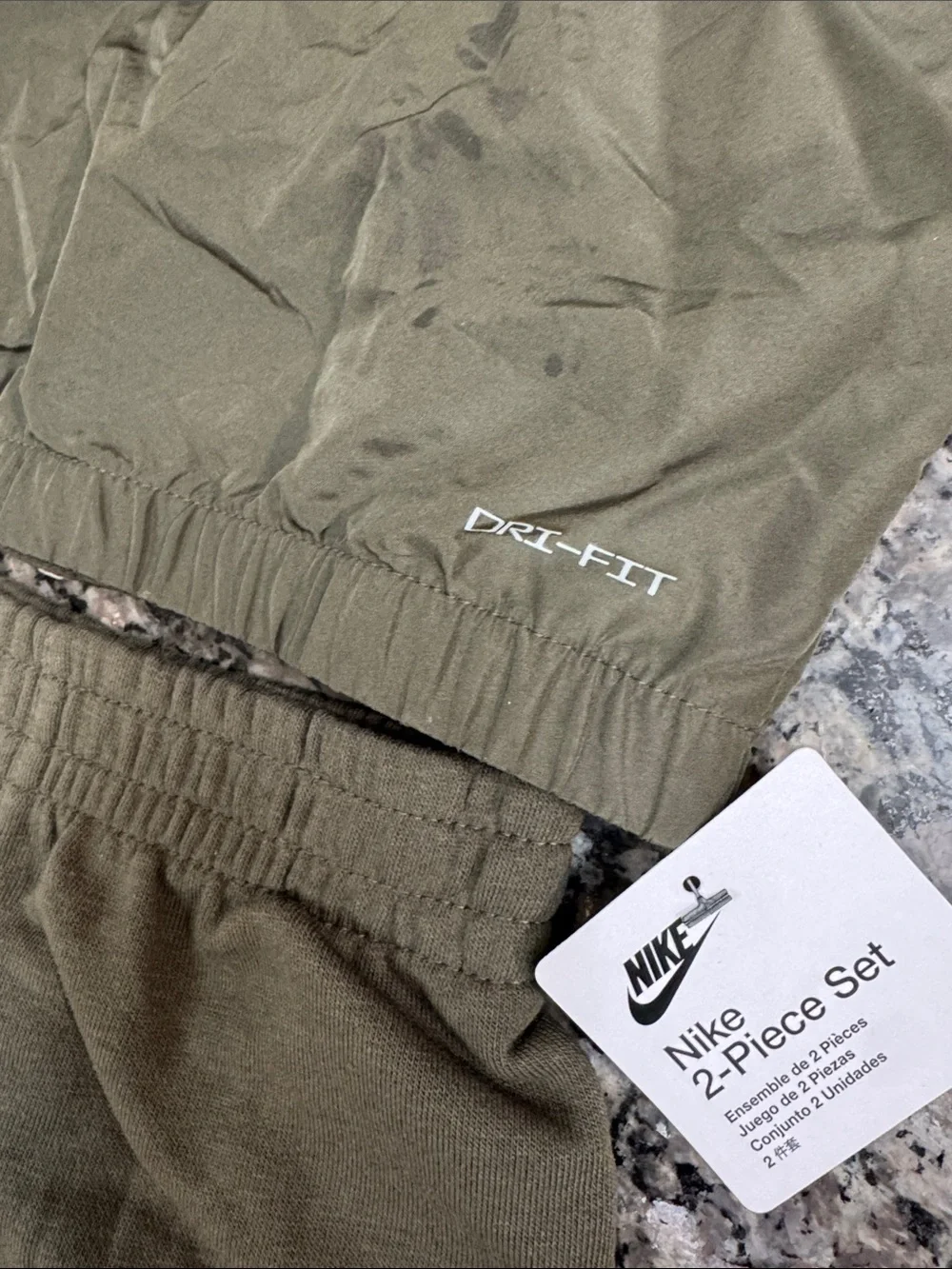 Nike Olive and Tan Hooded Windbreaker with Olive Shorts Set - Picture 6 of 7